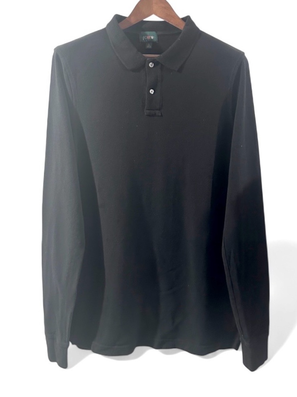 J. Crew Classic Long Sleeve Black Cotton Polo Shirt Size Men’s Large Tall